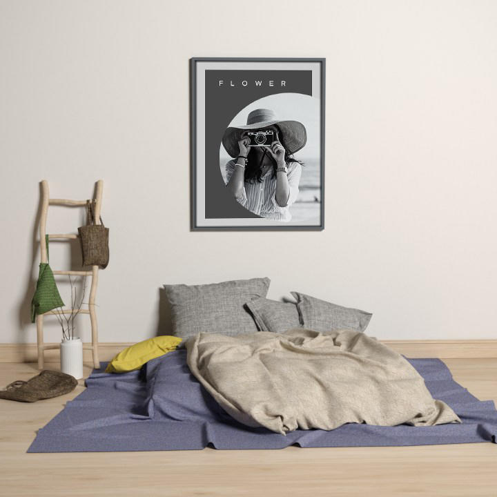 简约精致的原木色风格墙面上的装饰画样机