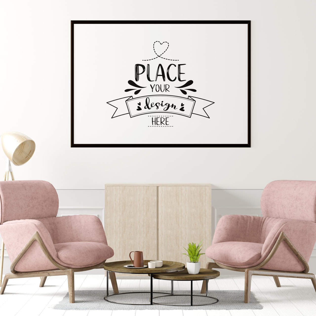 休闲区装饰画画框相框贴图样机