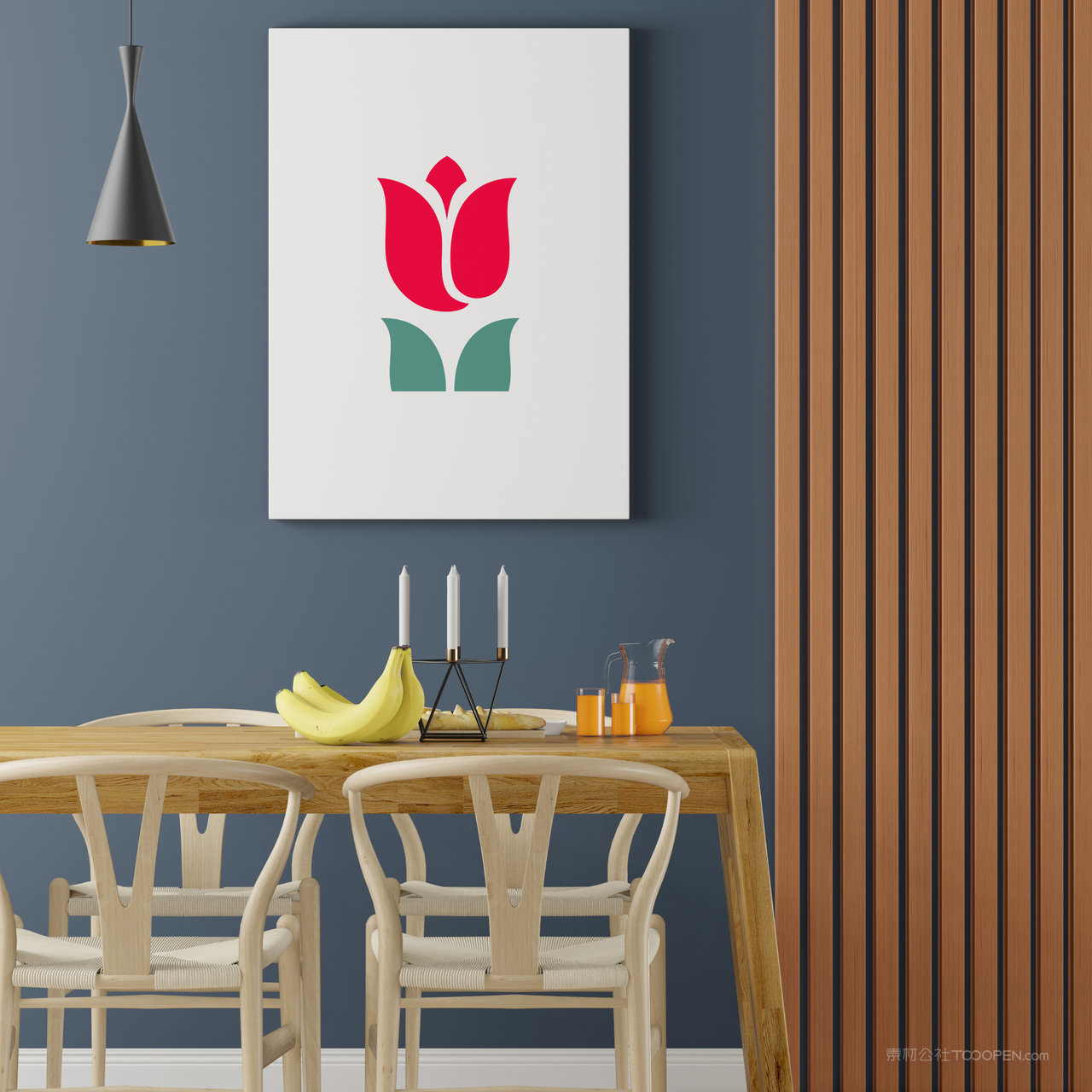 餐厅墙上挂画装饰画画框相框贴图样机