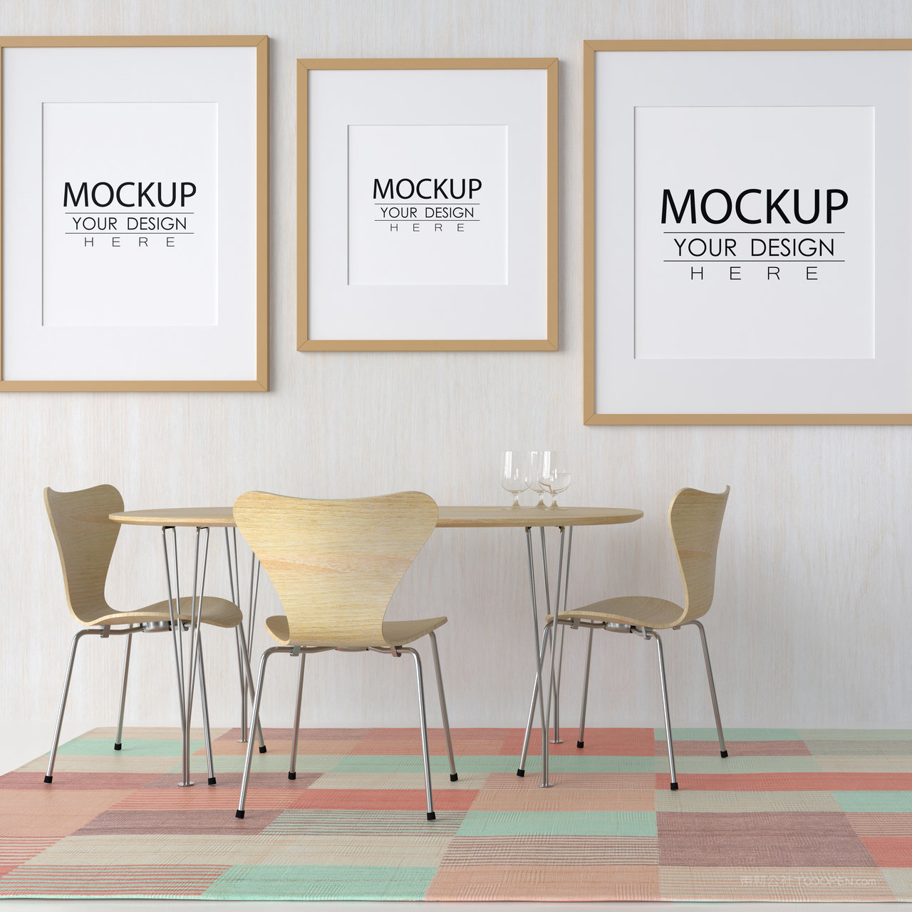 一组餐厅挂画装饰画画框贴图样机