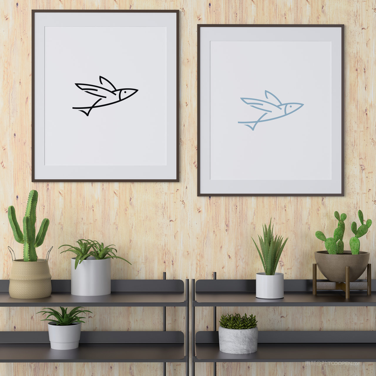 绿植相框组合装饰画画框贴图样机