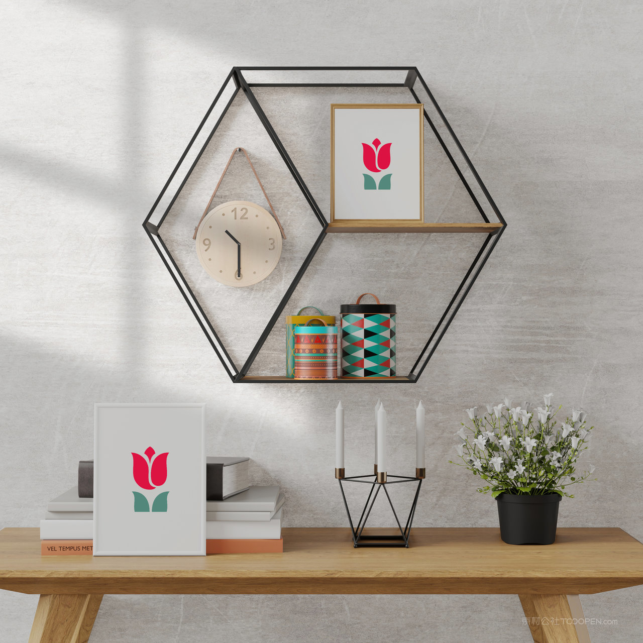 桌面上的相框画框贴图样机