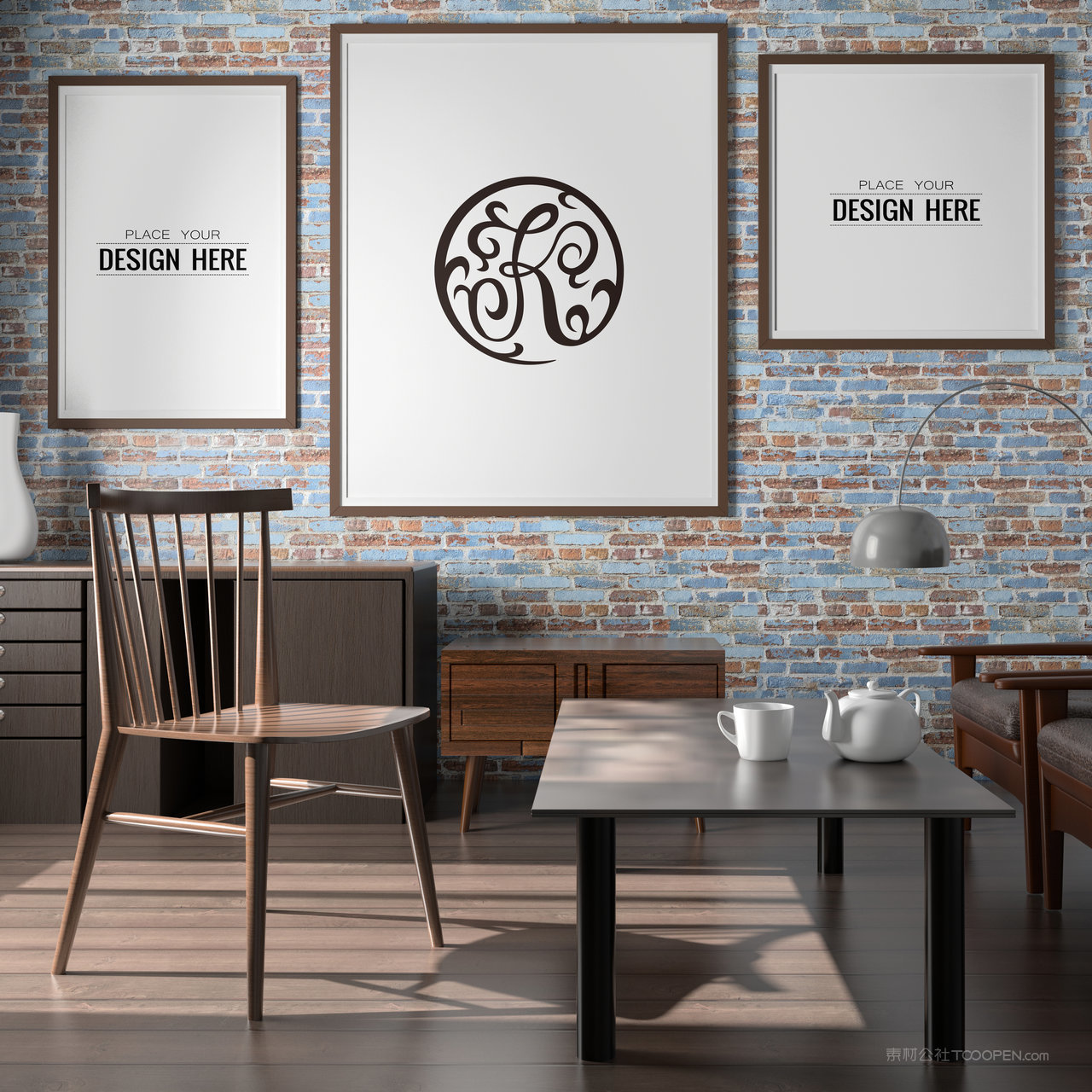 家居背景墙装饰画画框贴图样机