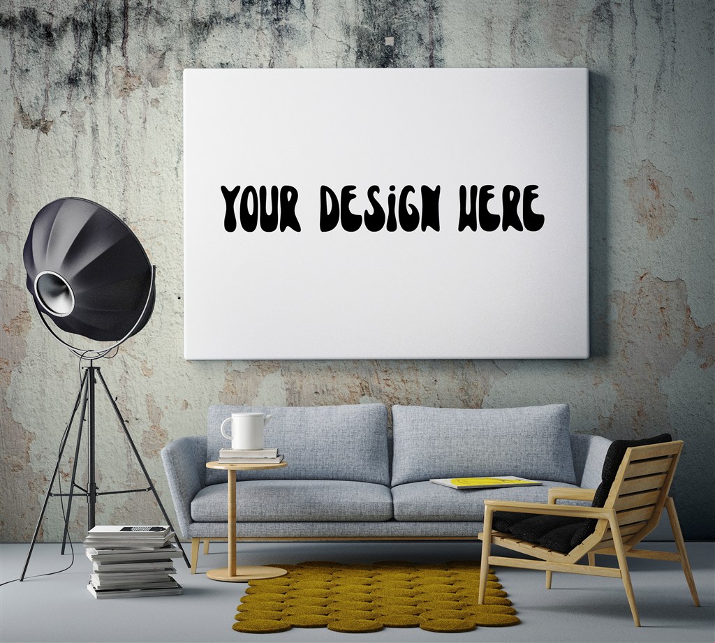 客厅的灰色沙发和枯木