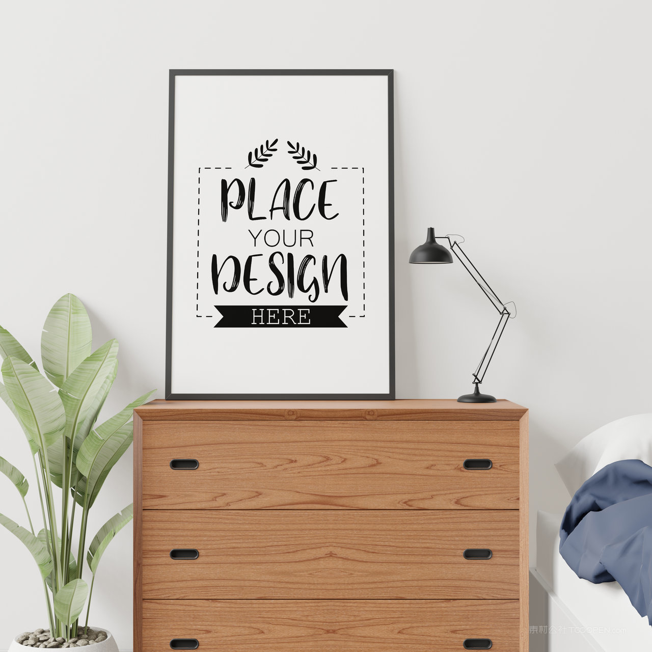 柜子上的相框装饰画画框贴图样机