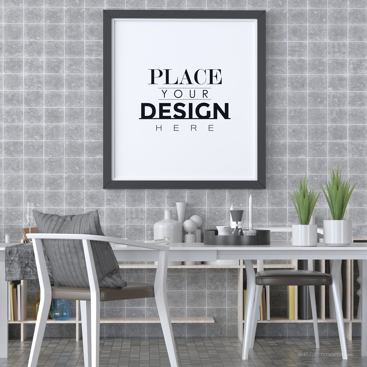 餐厅装饰画画框贴图样机