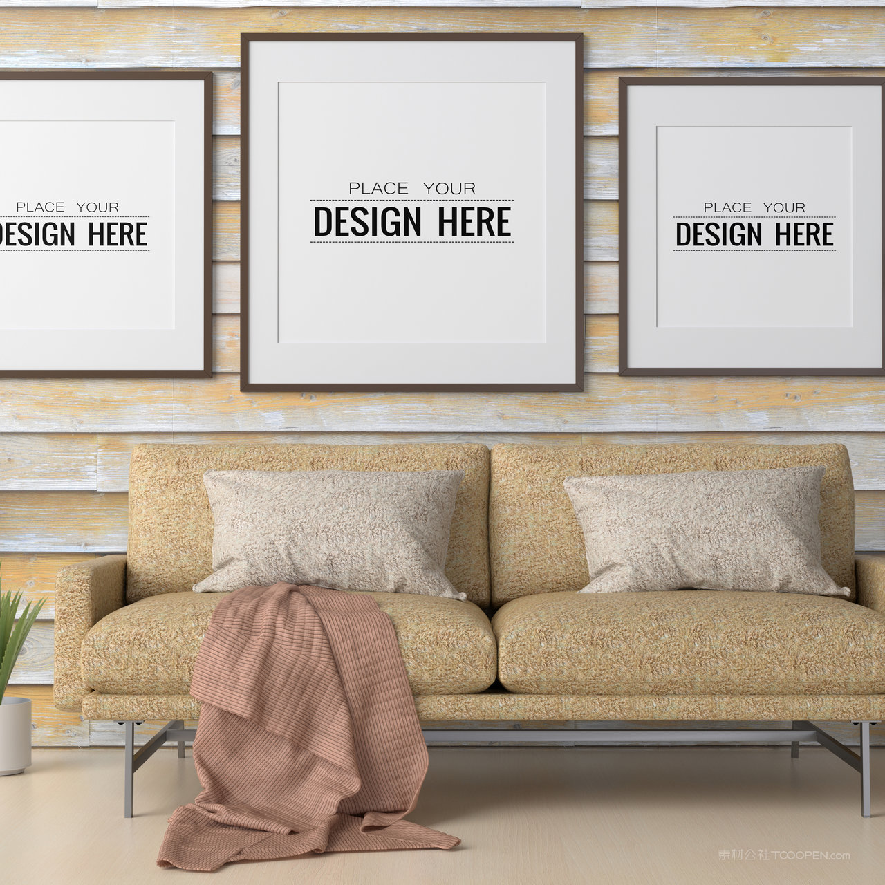 一组沙发背景墙挂画装饰画画框贴图样机