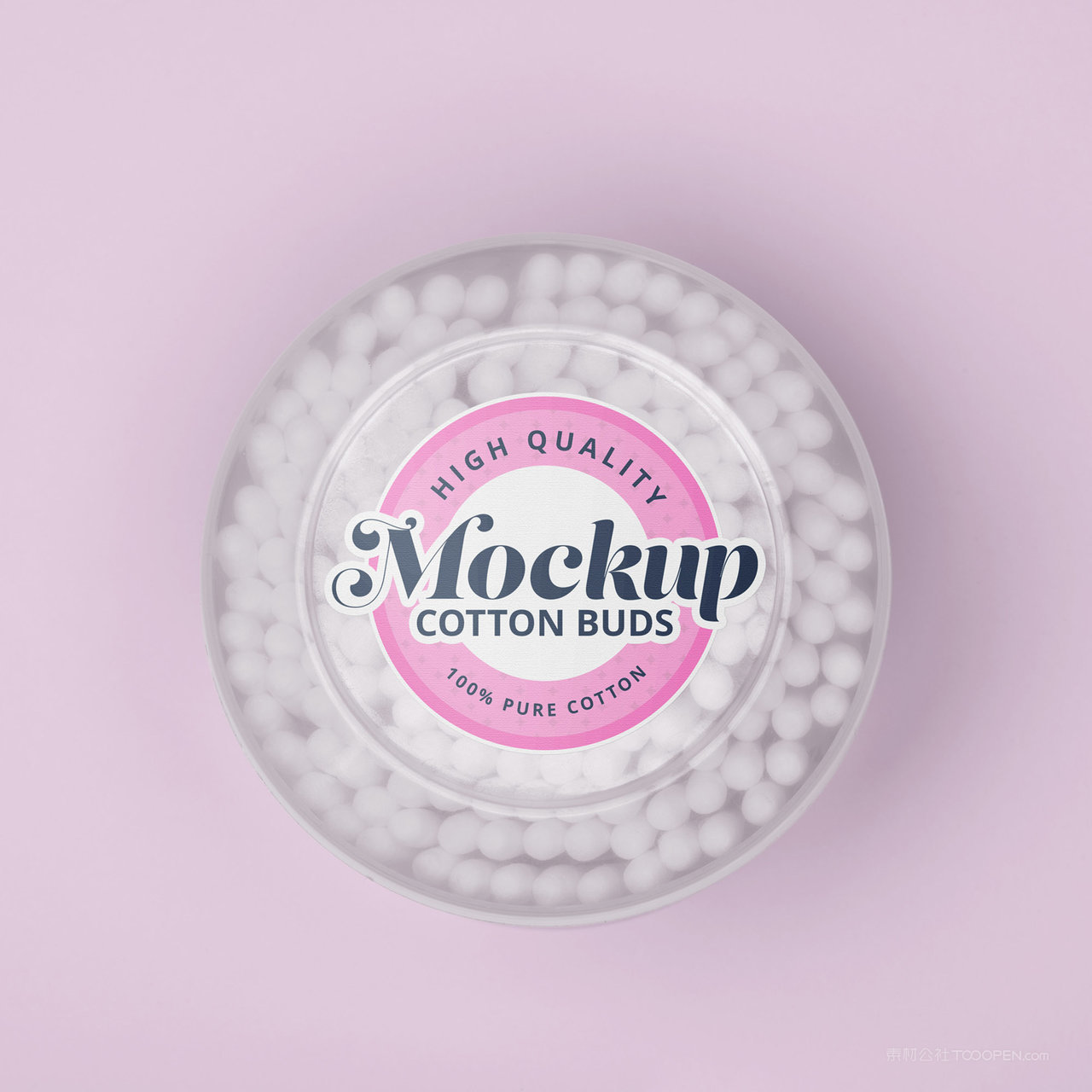 顶视图透明塑料包装盒棉签包装贴图样机