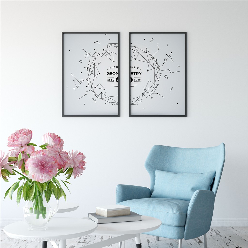 现代简约抽象装饰画画框样机