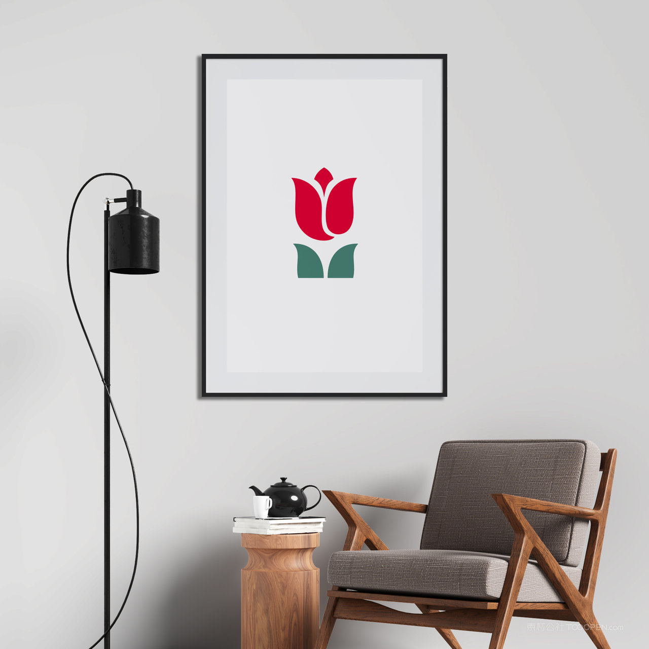 休闲区墙上挂画装饰画画框贴图样机