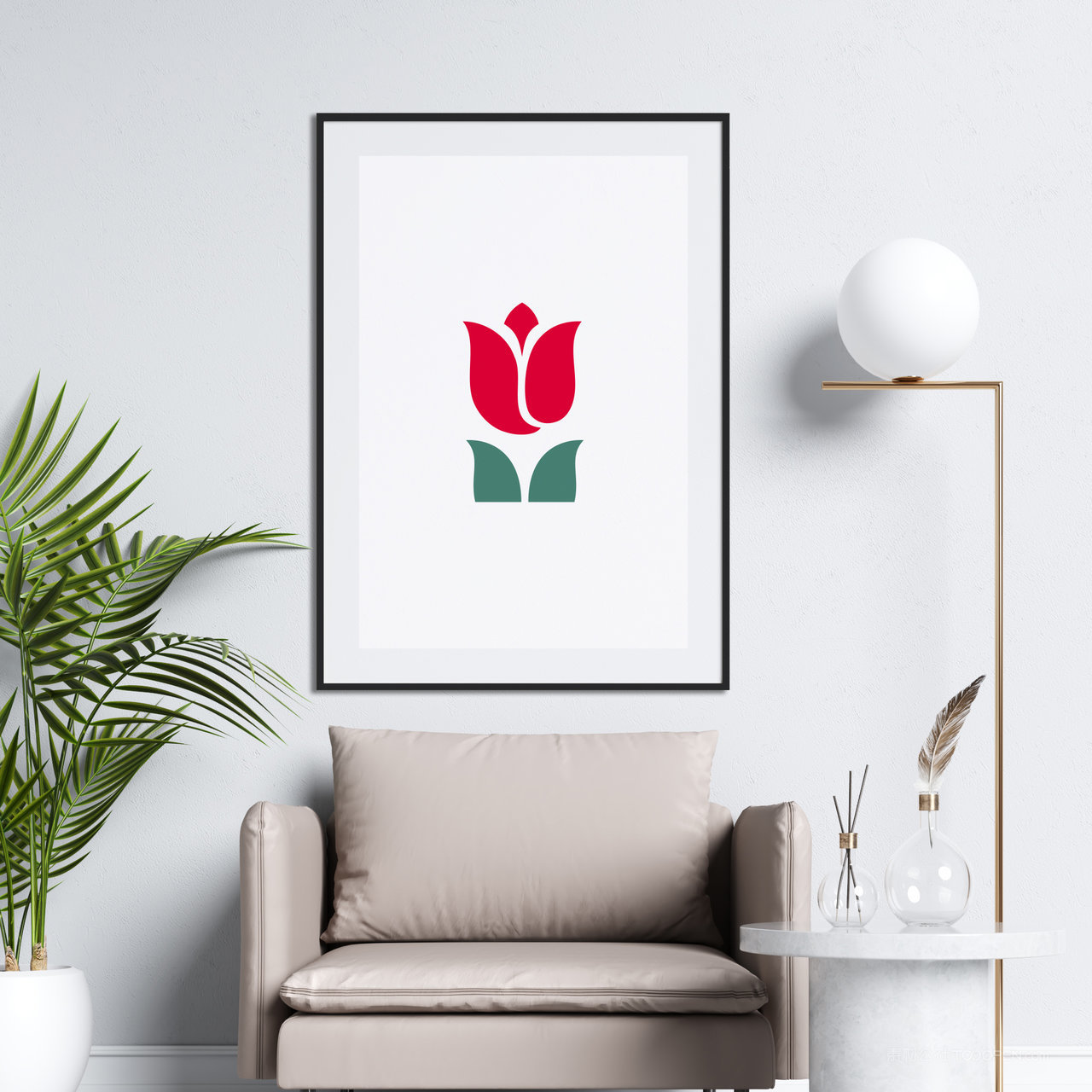 沙发背景墙家居装饰画画框贴图样机