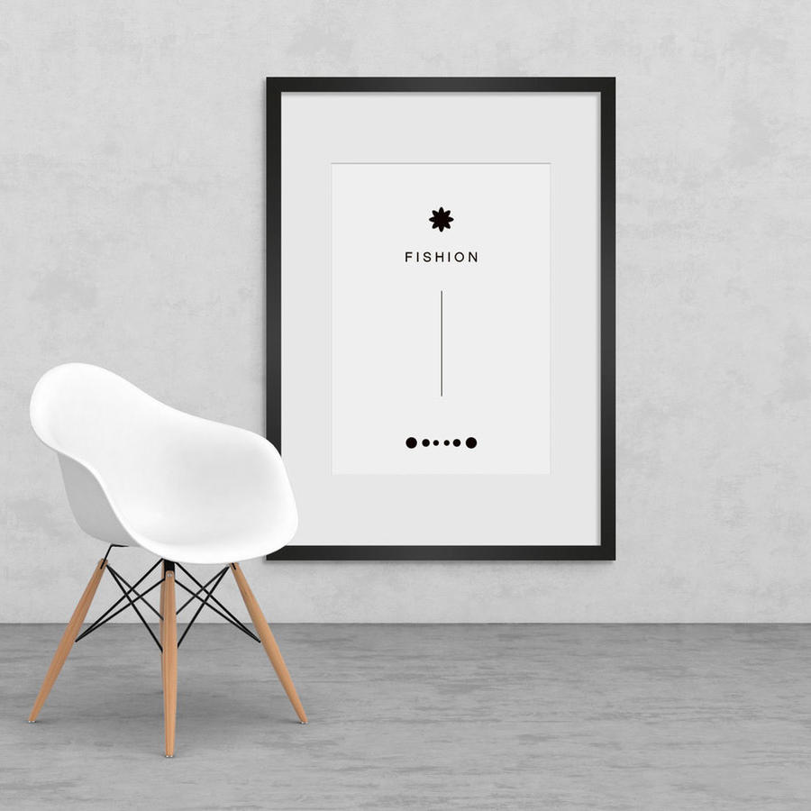 灰色墙面上的大型装饰画样机