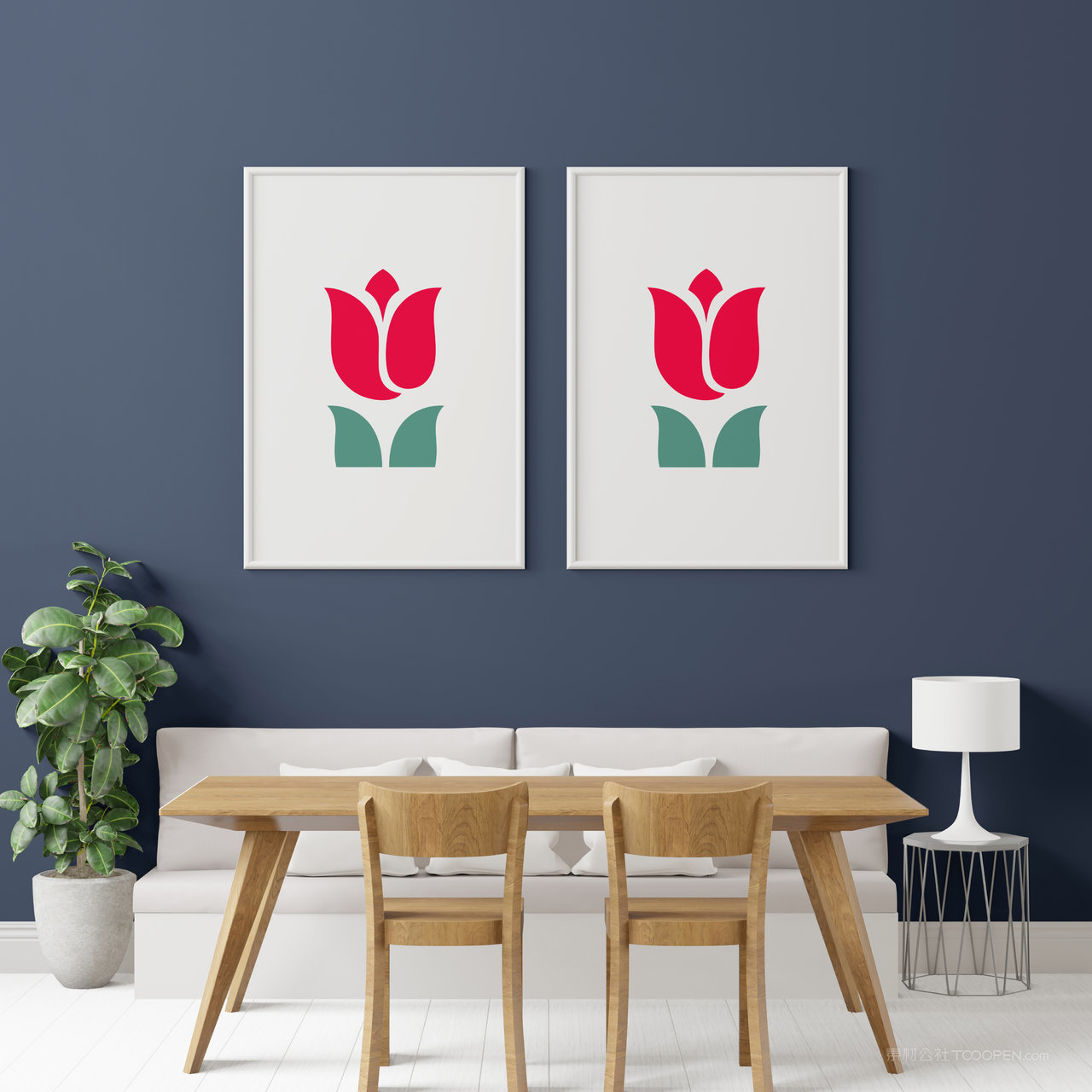 餐厅背景墙装饰画画框样机