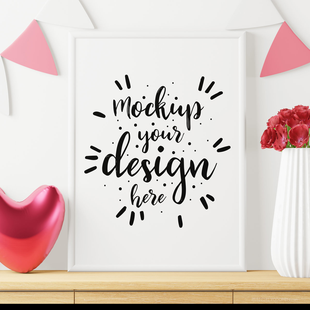 靠在墙上的相框装饰画画框贴图样机