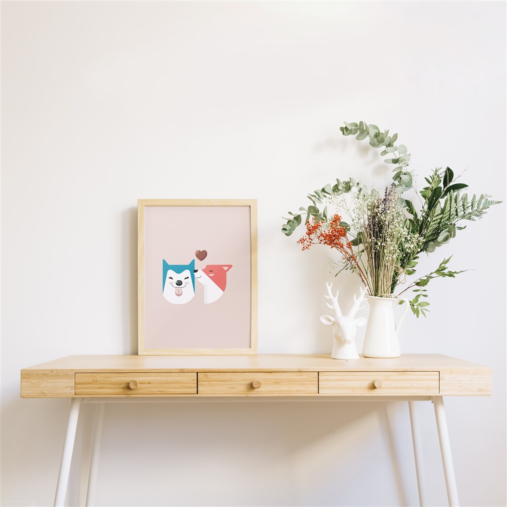 书桌上的相框样机