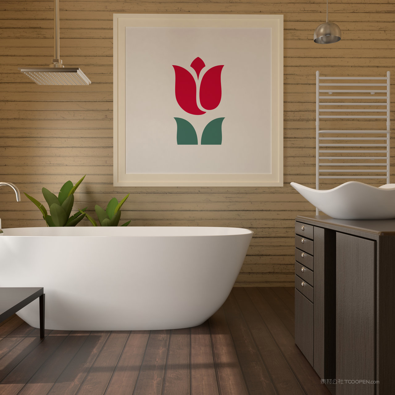 浴室墙上挂画装饰画画框贴图样机