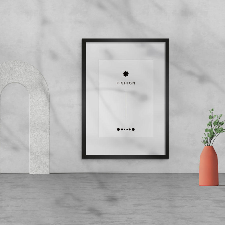 简约大气灰色墙面上的装饰画样机