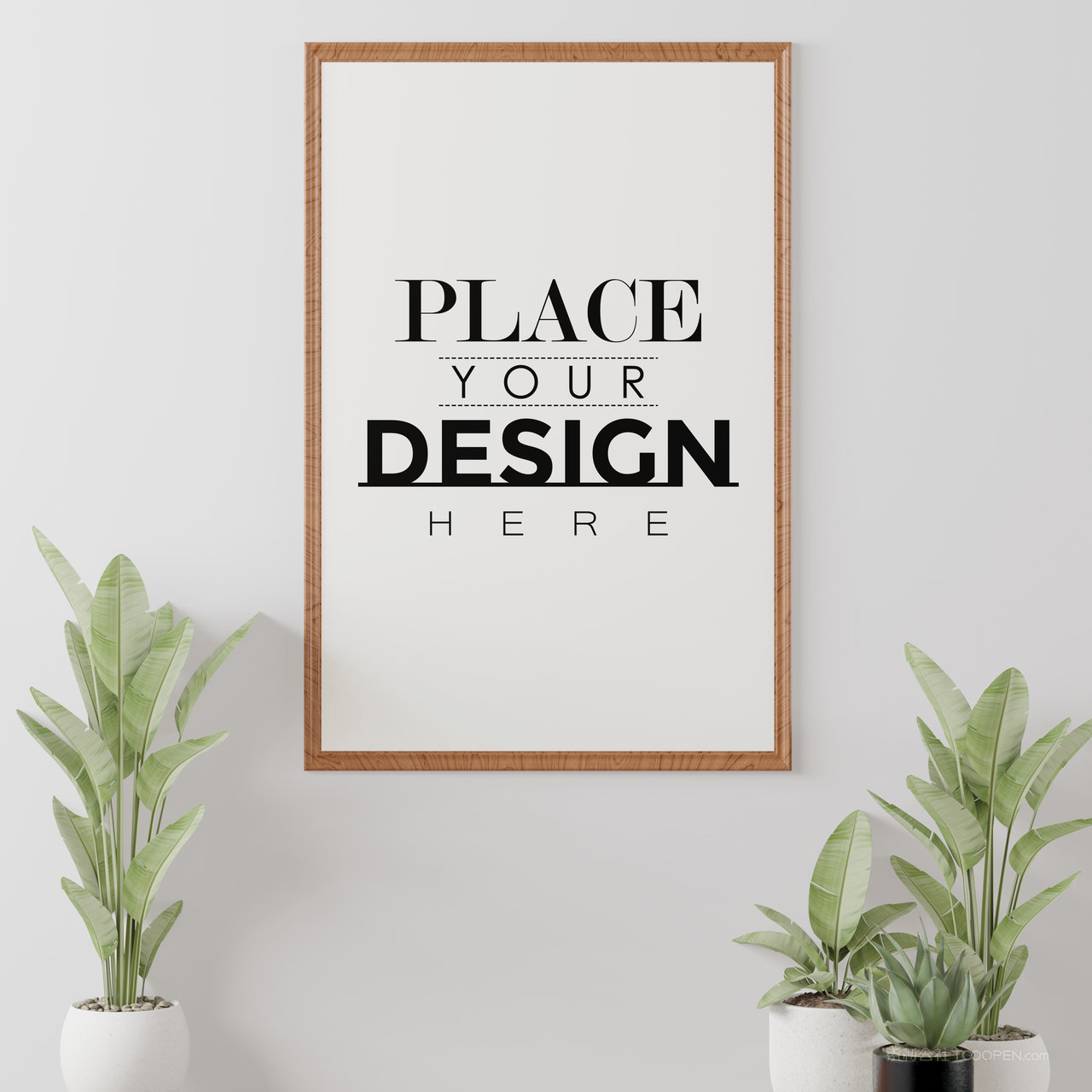 绿植墙上装饰画画框相框贴图样机