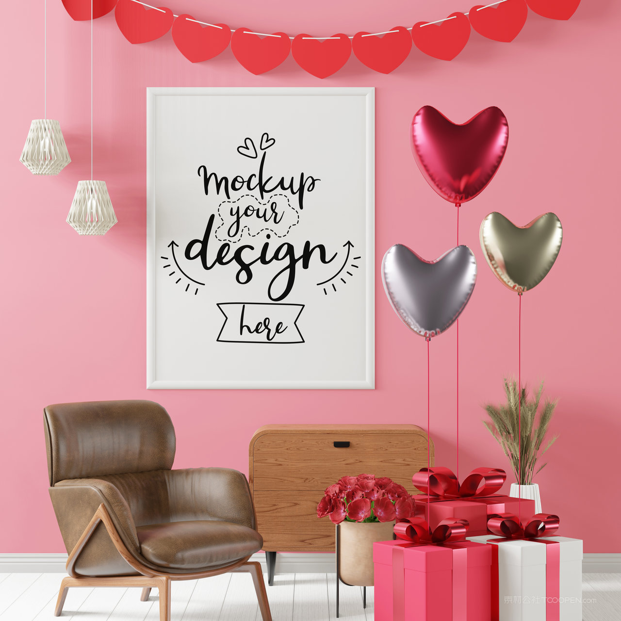 墙上挂画装饰画画框贴图样机