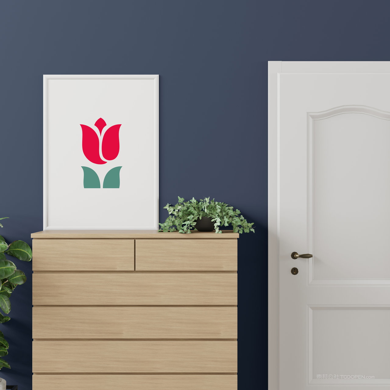 柜子上的装饰画画框贴图样机