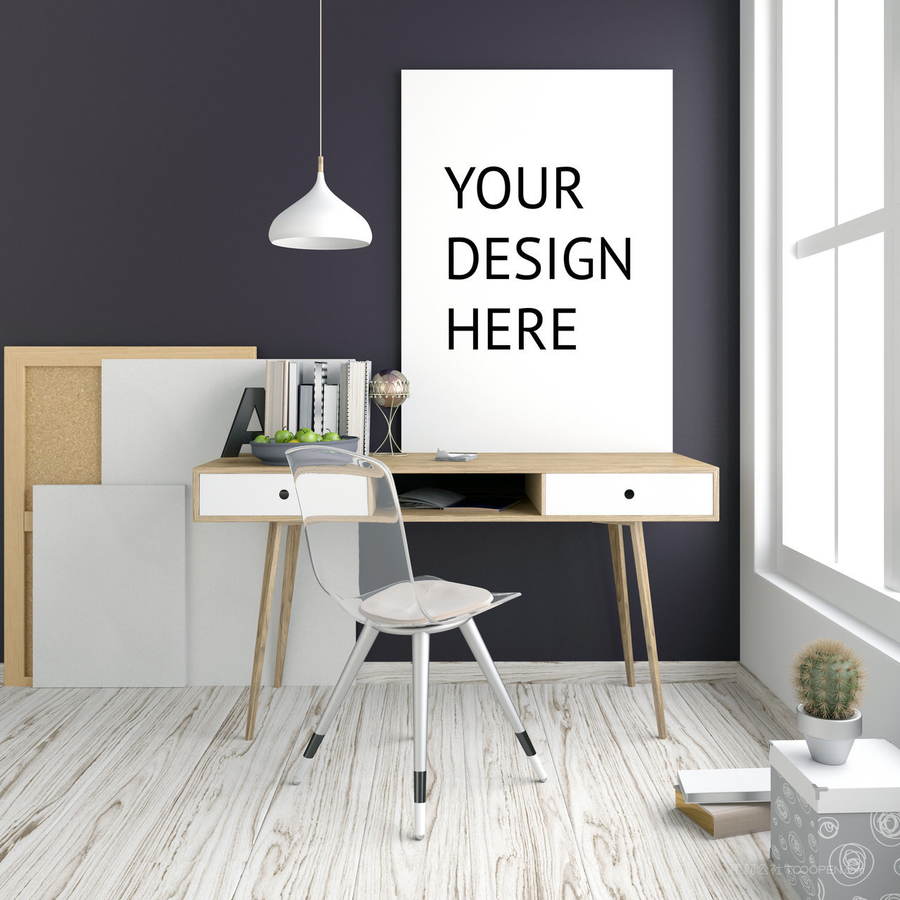 书房画框海报样机