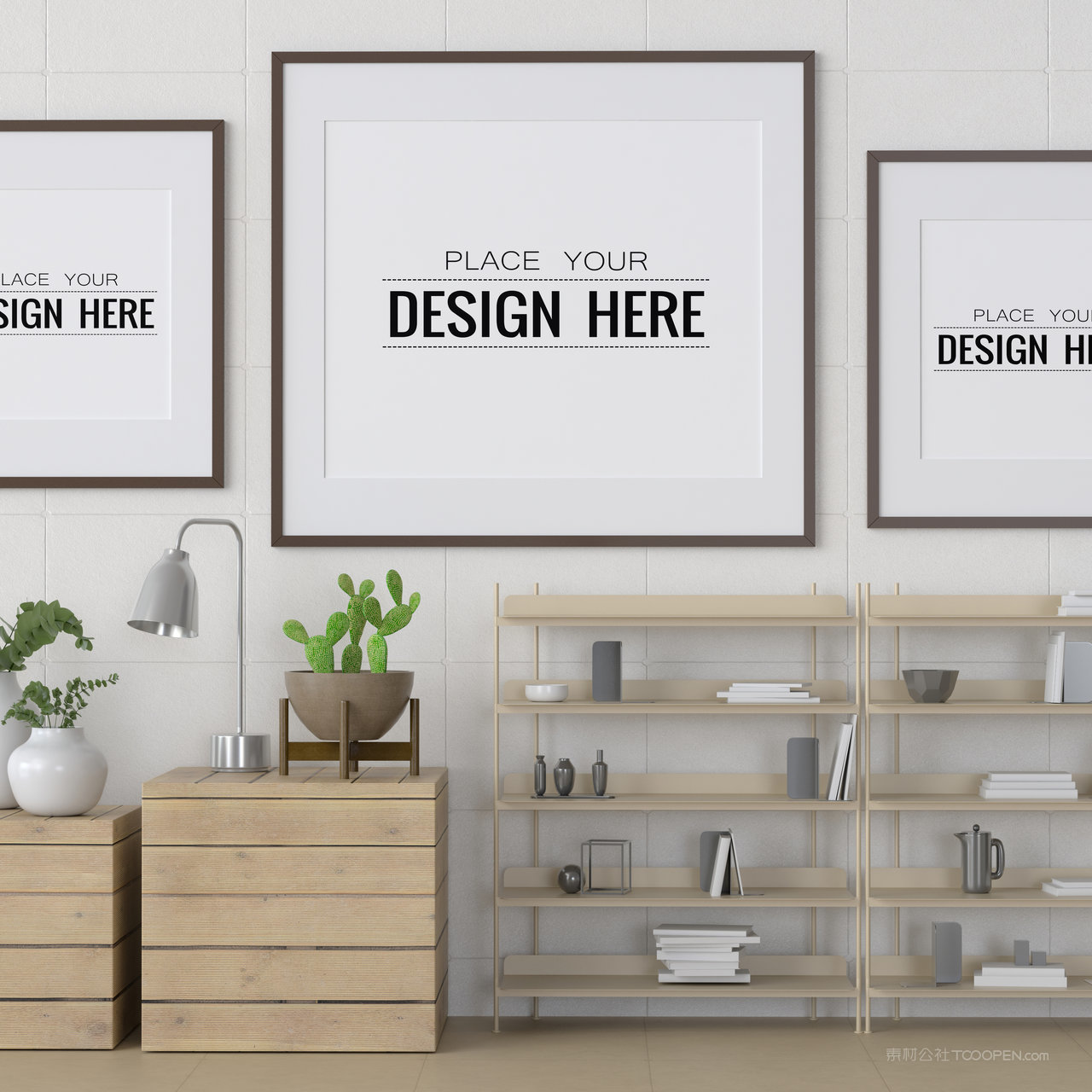 一组装饰画画框贴图样机