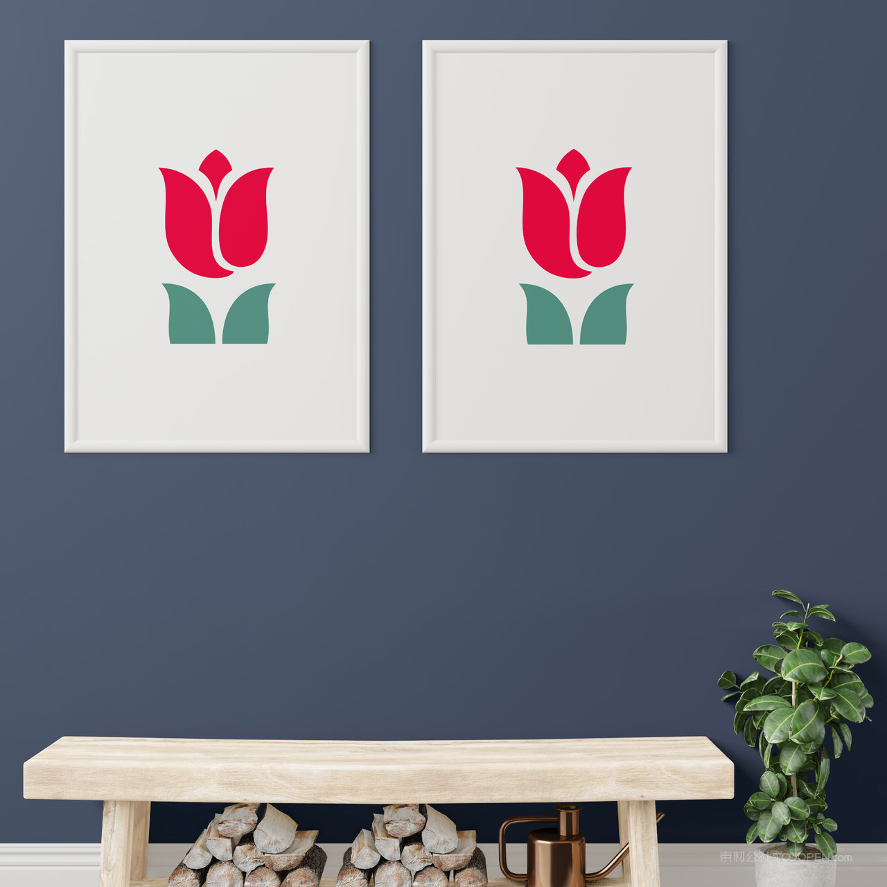 墙上组合装饰画画框贴图样机