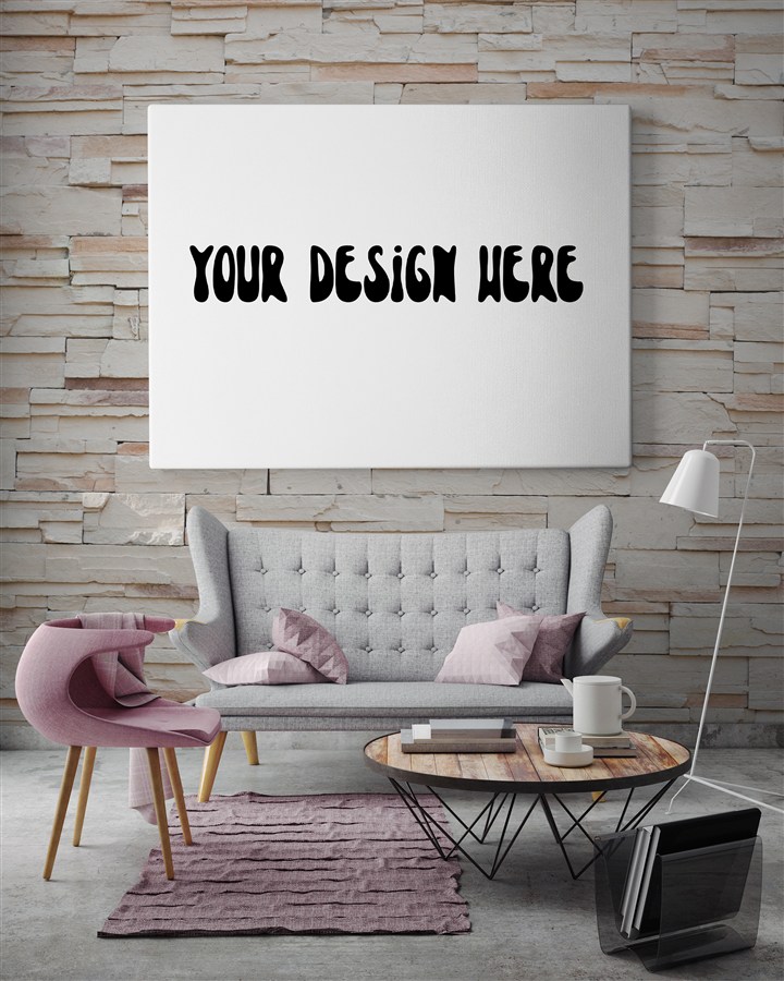 岩石背景灰色沙发图片