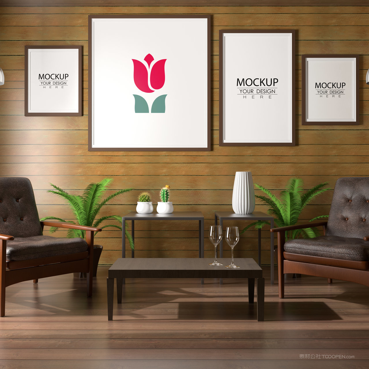 会客区组合装饰画画框贴图样机