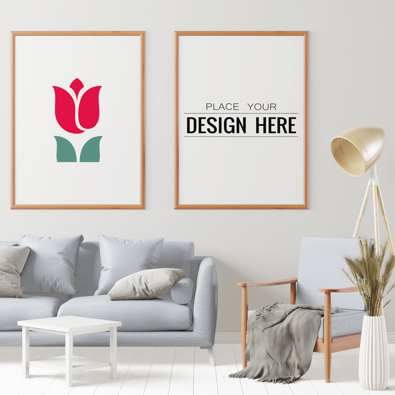 室内家居木质装饰画画框贴图样机