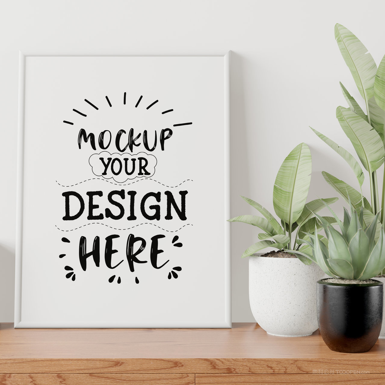 桌面上的相框装饰画画框贴图样机