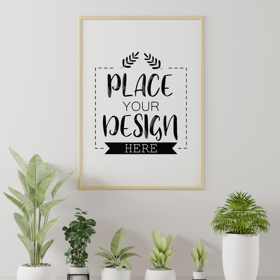 墙上木质装饰画画框贴图样机