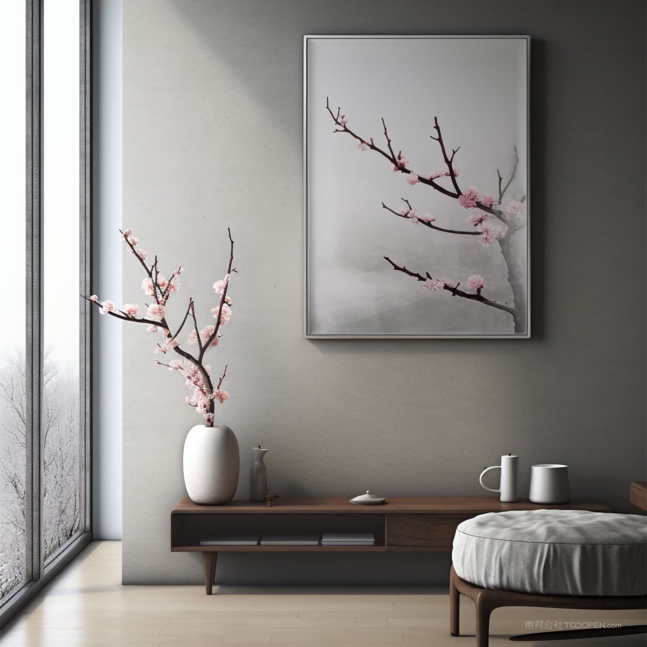 墙上挂画画框贴图样机