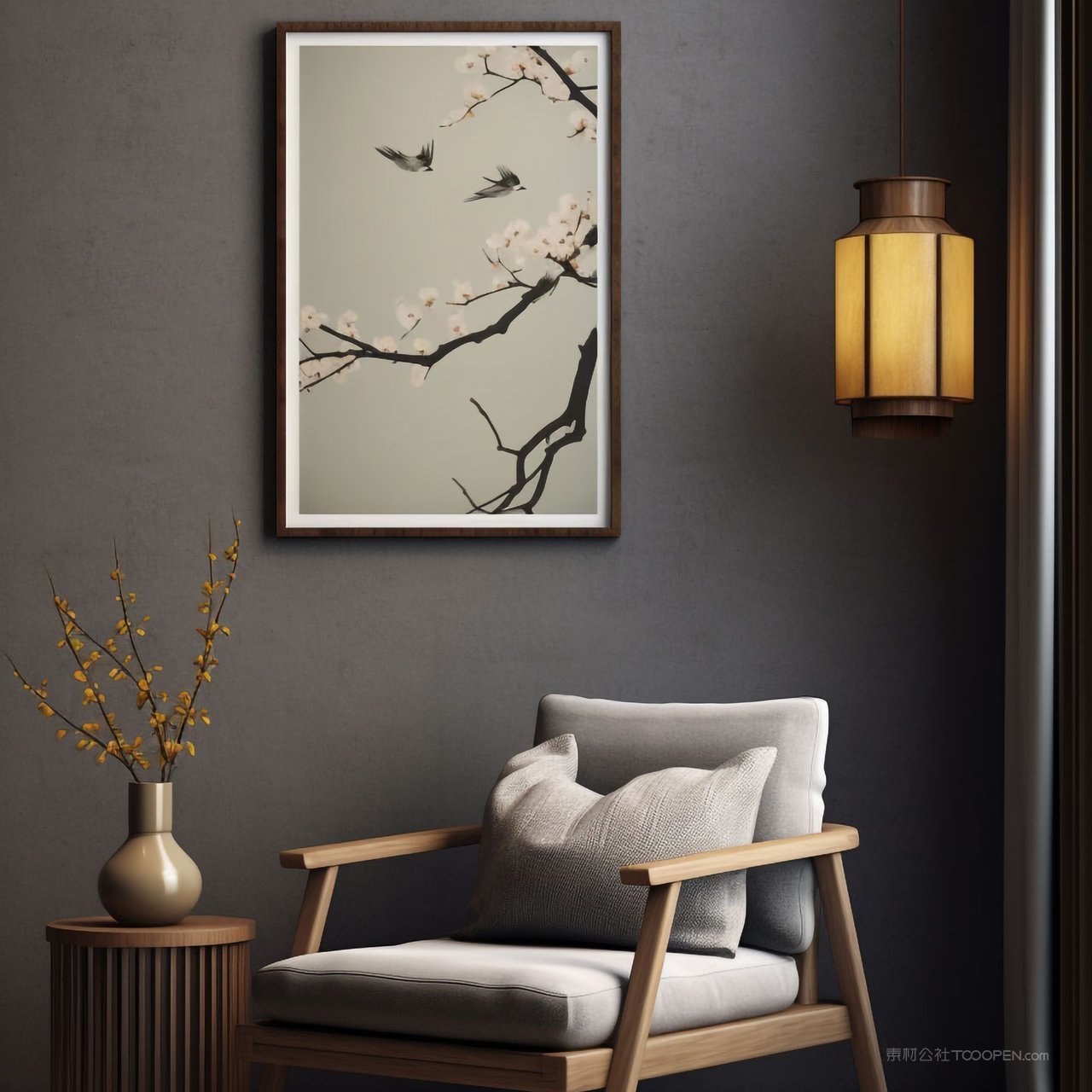 新中式画框相框墙上挂画贴图样机