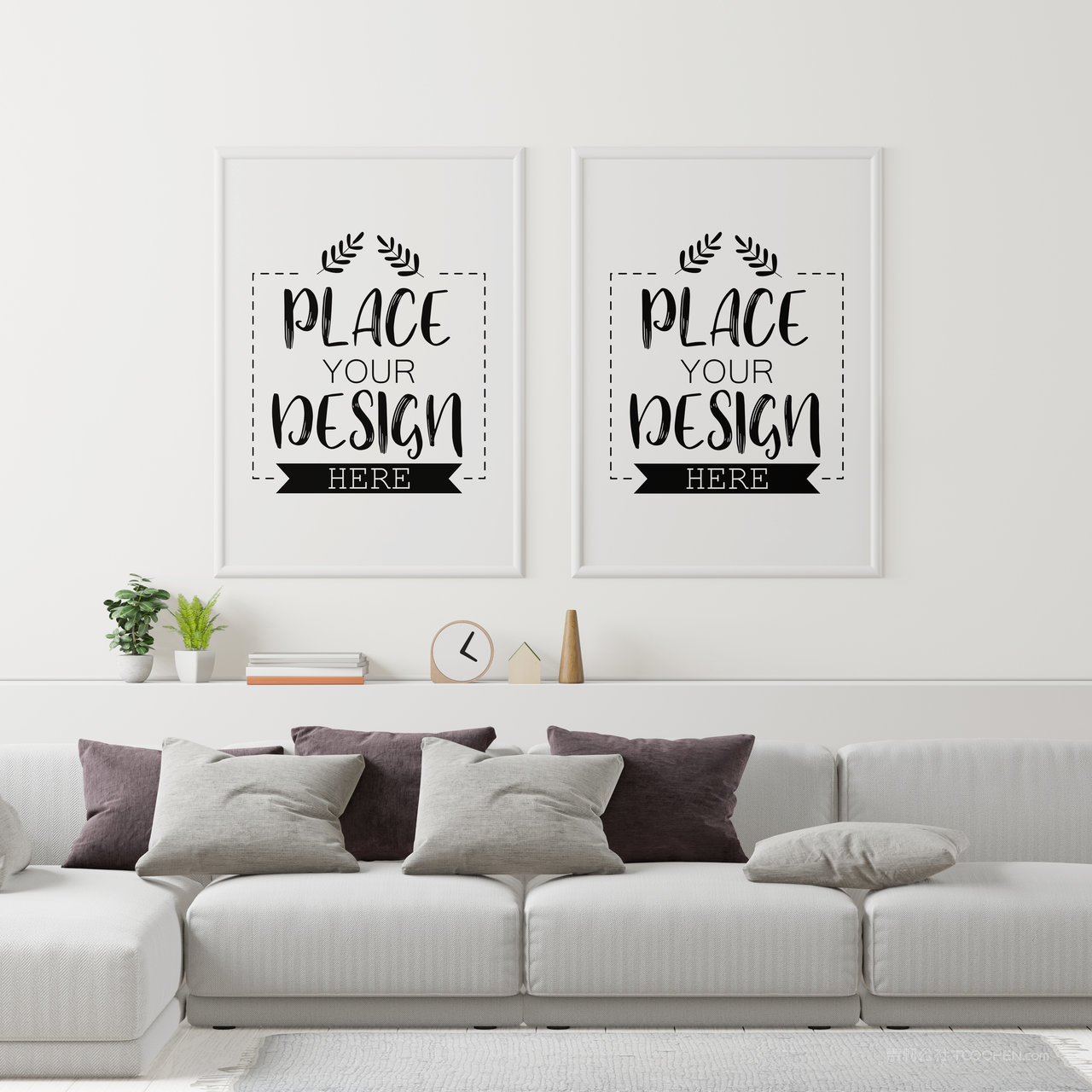 沙发背景墙墙上挂画装饰画画框样机