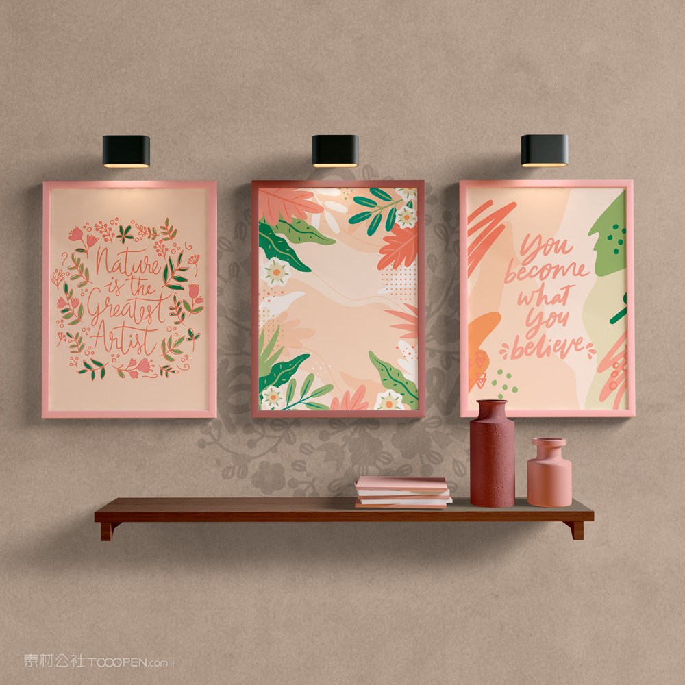 三联画框展示画海报样机