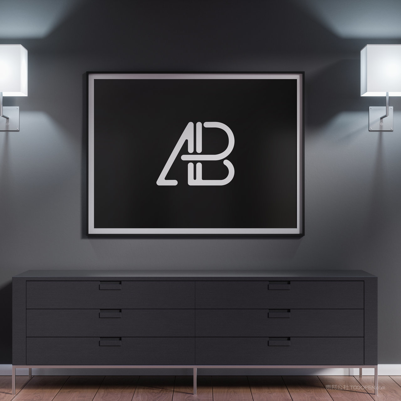 家居挂画装饰画画框贴图样机