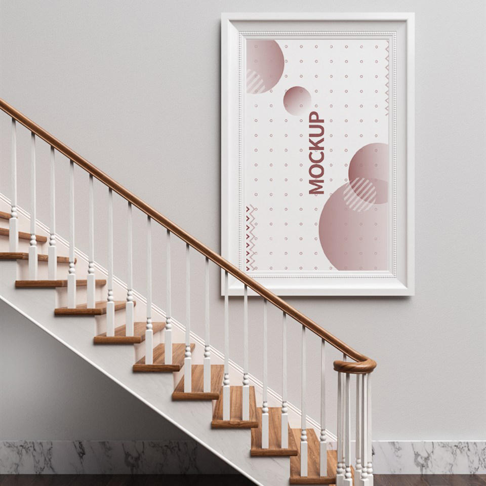 楼梯墙装饰画效果样机