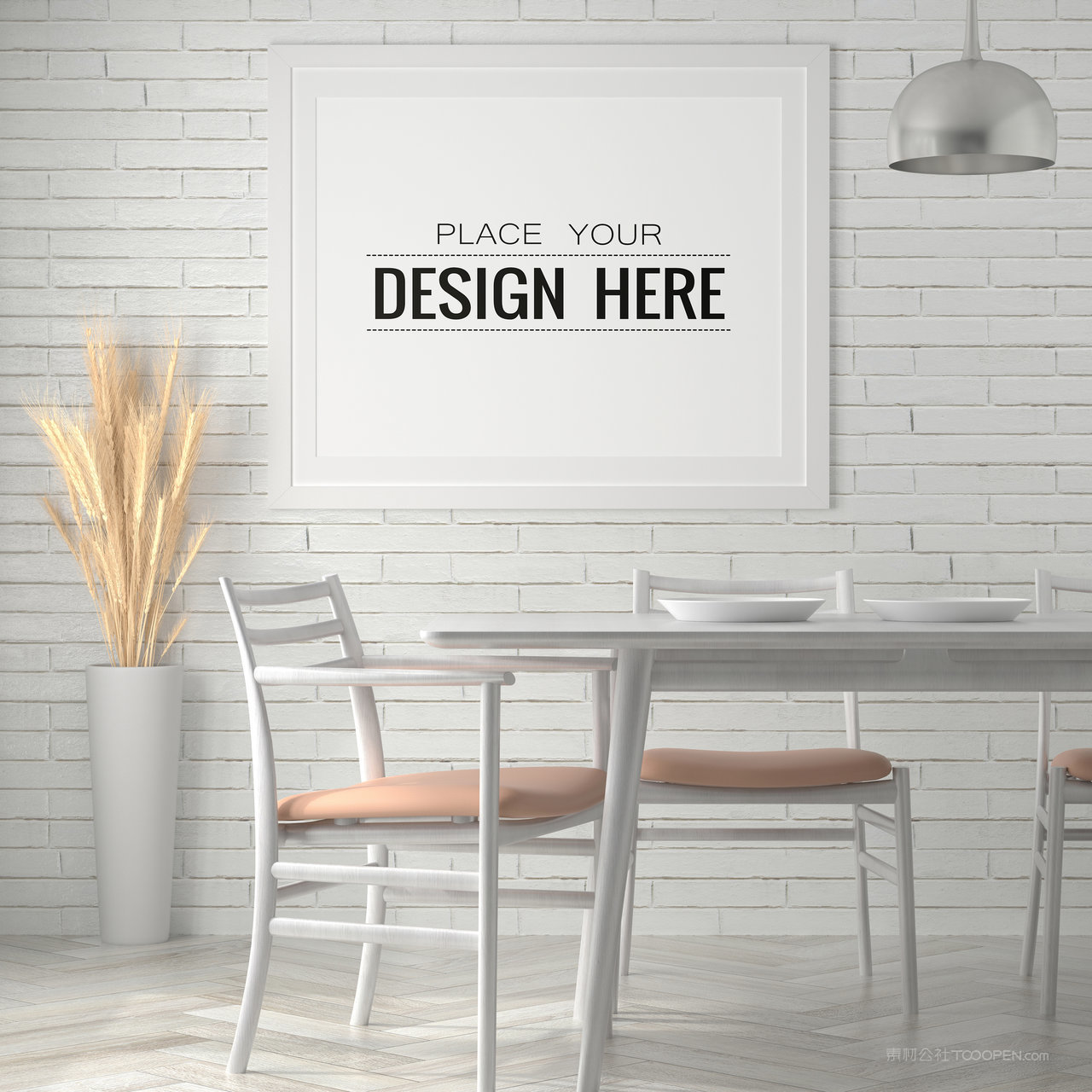 餐厅挂画墙面装饰画画框贴图样机