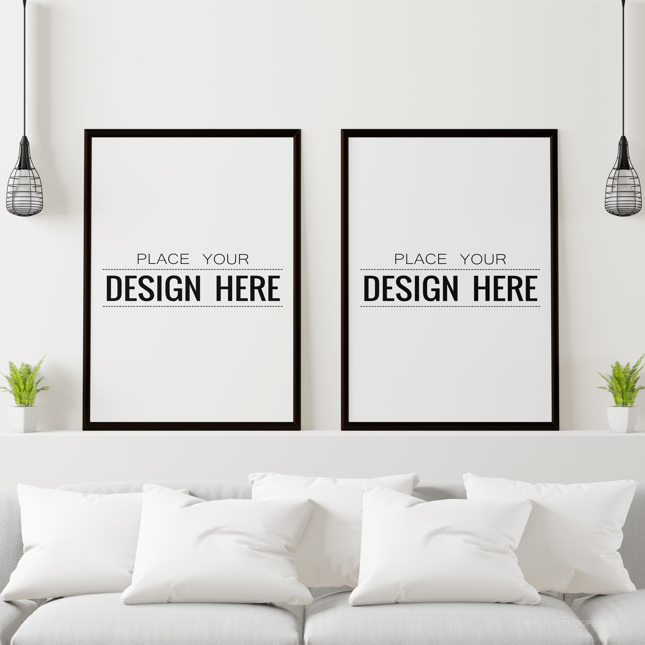 室内家居背景墙装饰画画框相框贴图样机