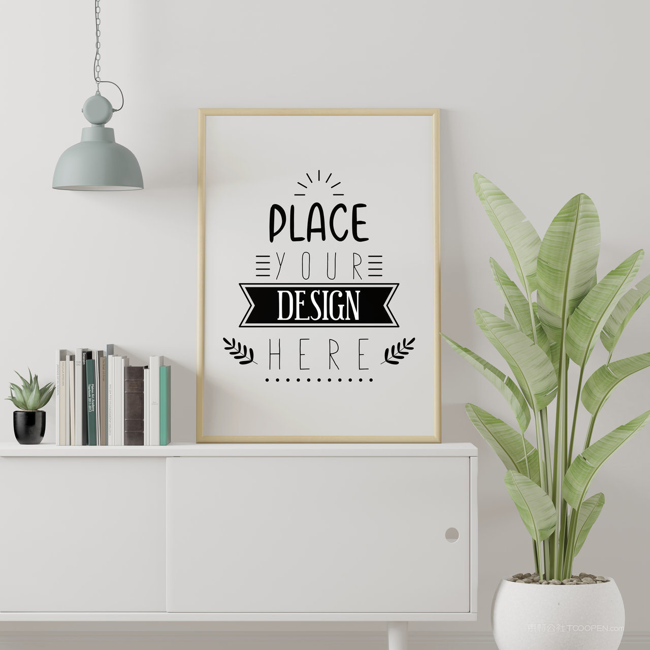 矮柜上的装饰画画框贴图样机