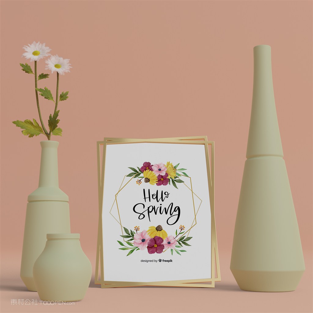 3D花瓶与桌面相框贴图样机