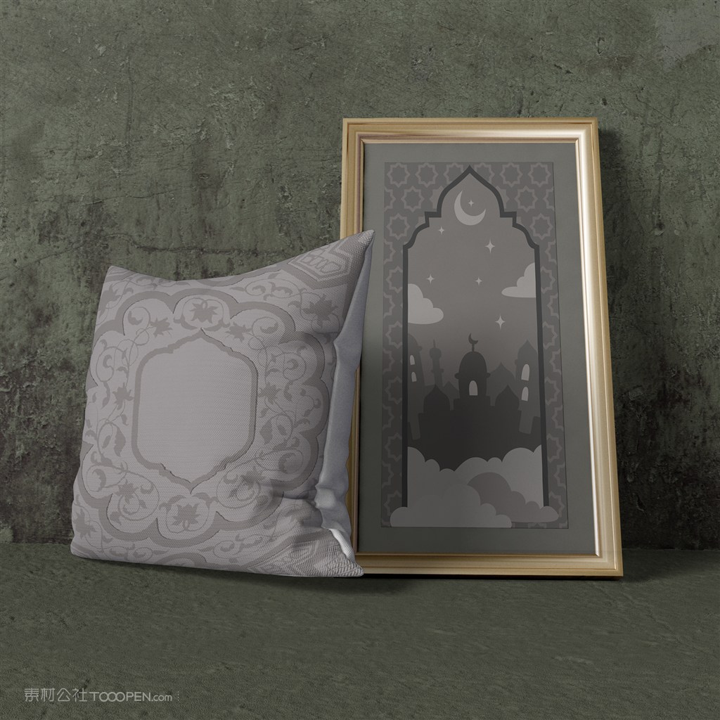 穆斯林风格抱枕画框样机