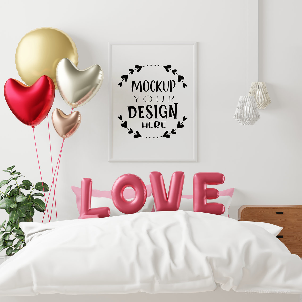 气球床头挂画装饰画画框贴图样机