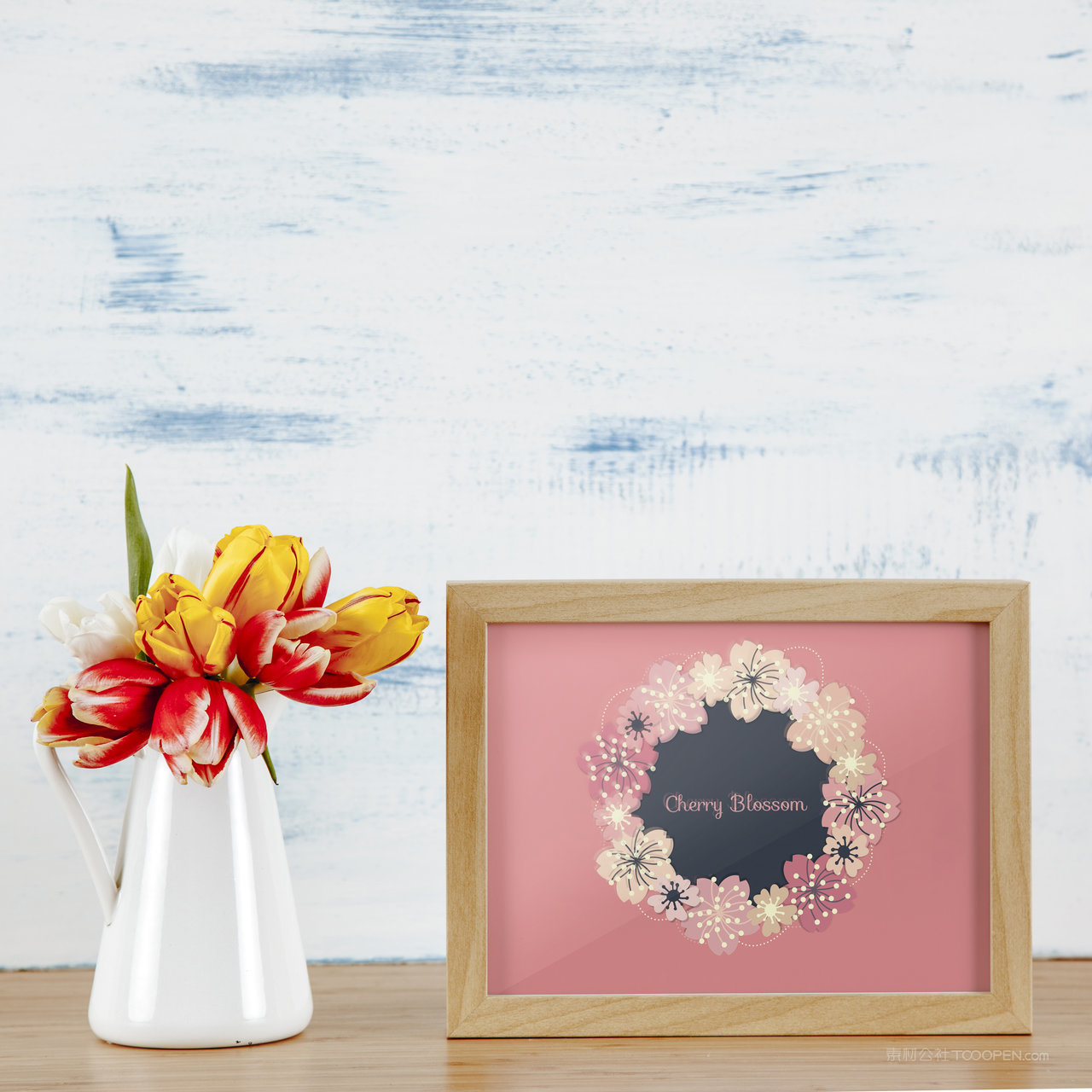 原木色画框相框贴图样机