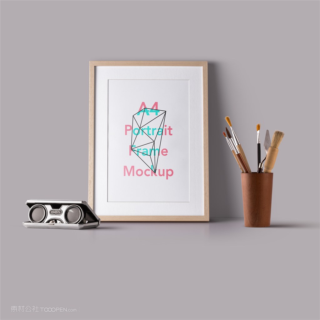 桌面实木相框贴图样机