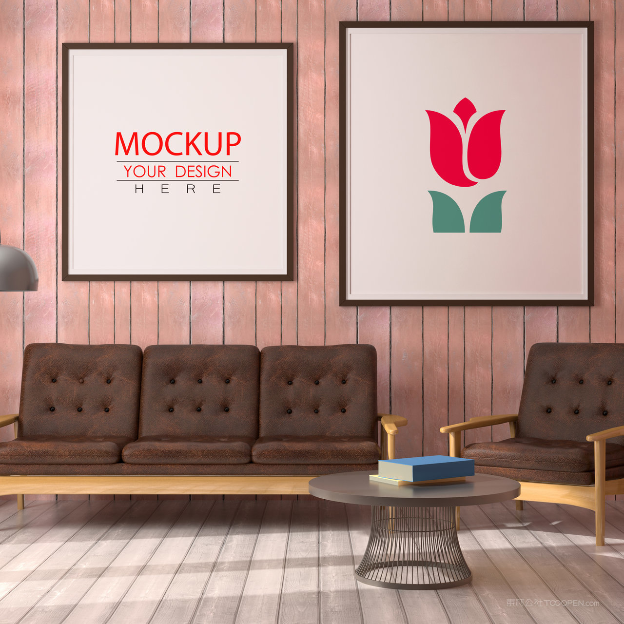 沙发背景墙休闲区装饰画画框贴图样机